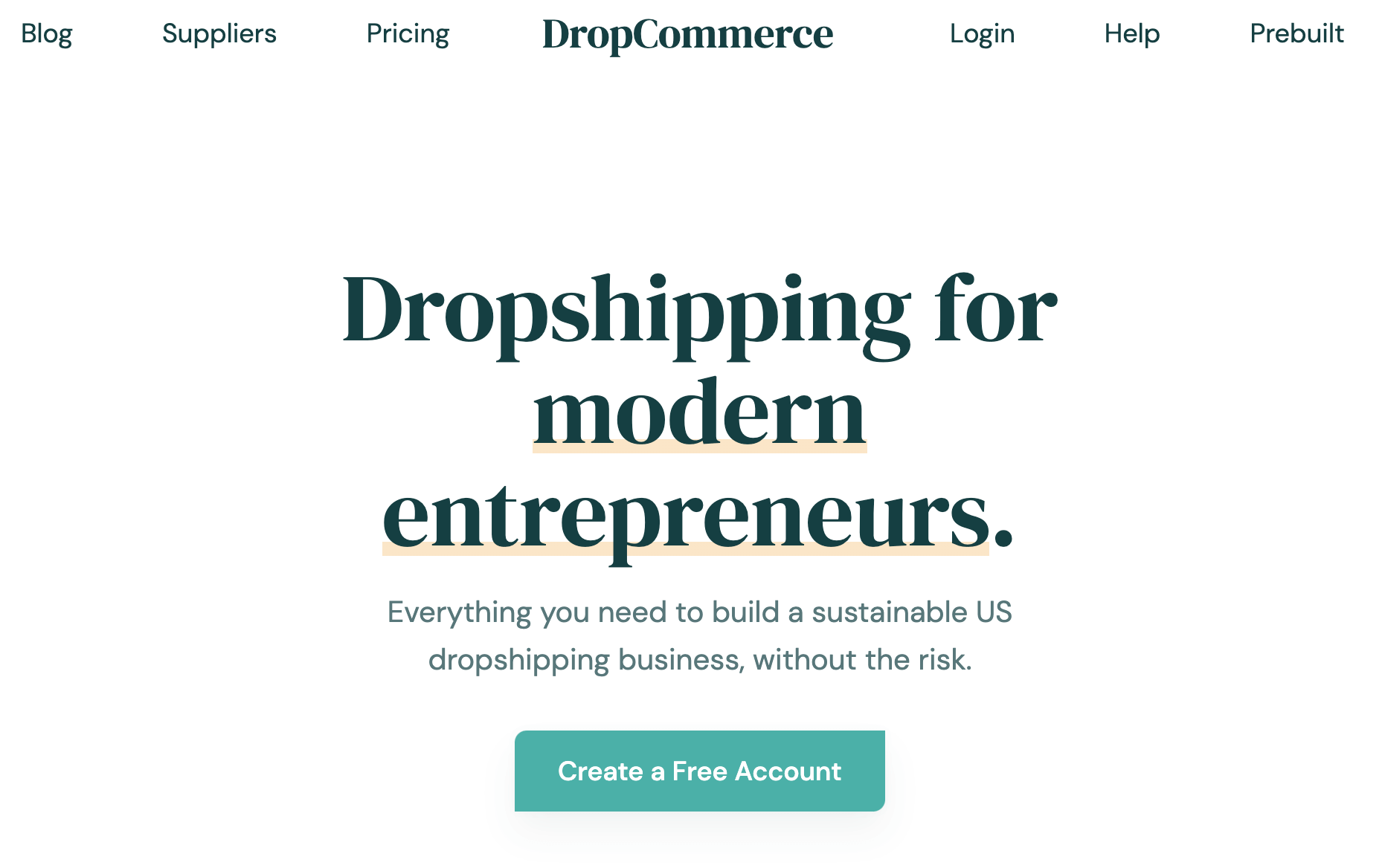 DropCommerce's homepage