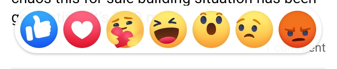 The Facebook reaction options