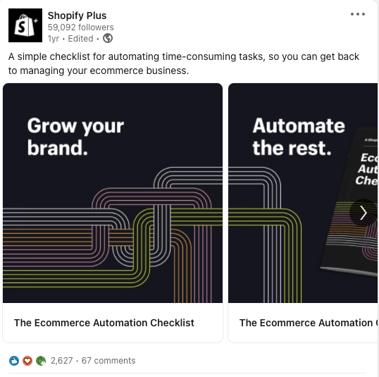A LinkedIn ad for Shopify Plus