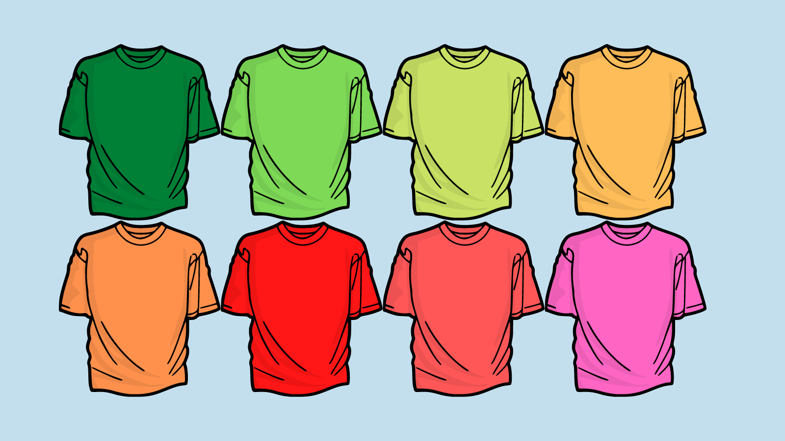 T-shirts in different colors