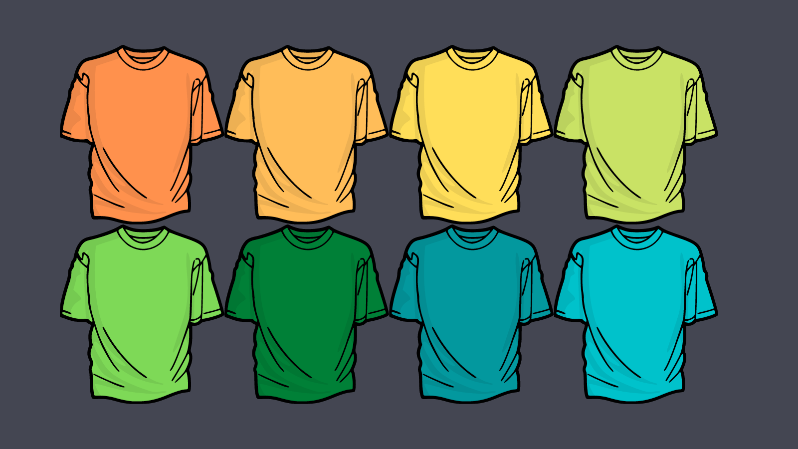 T-shirts in different colors