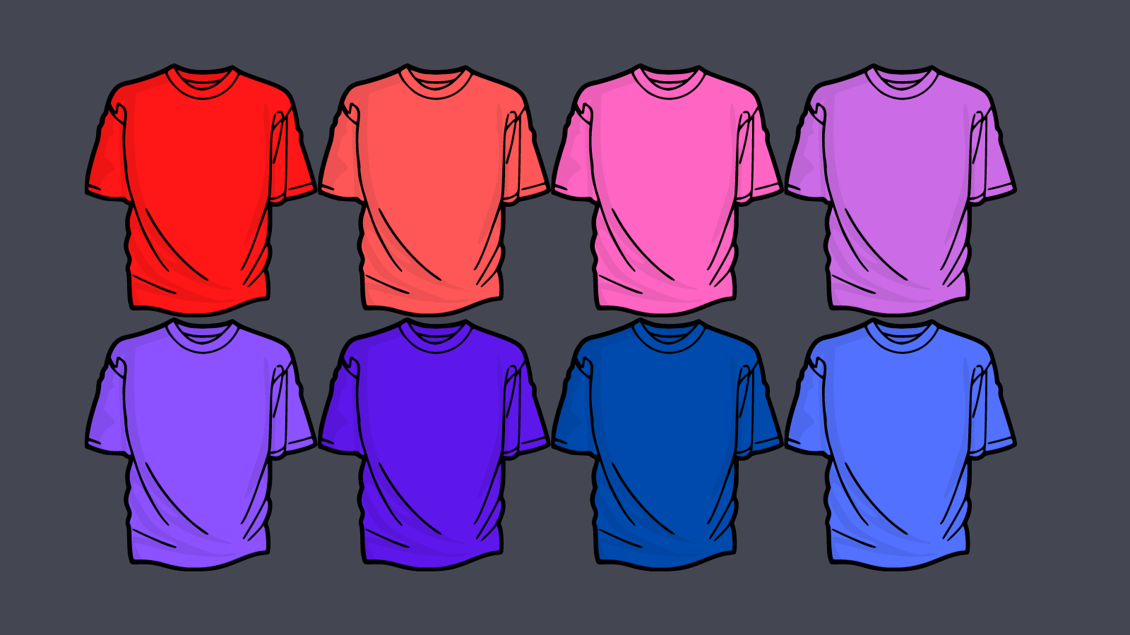 T-shirts in different colors