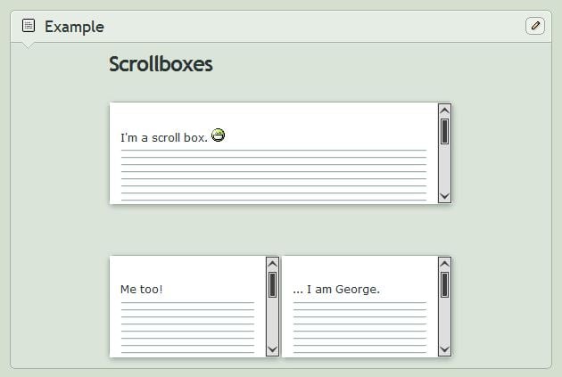 Three examples of scroll boxes