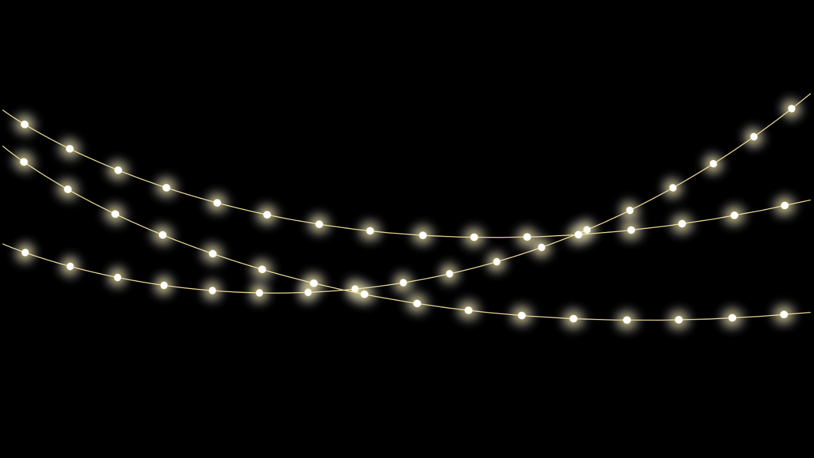 Three overlapping strings of lights