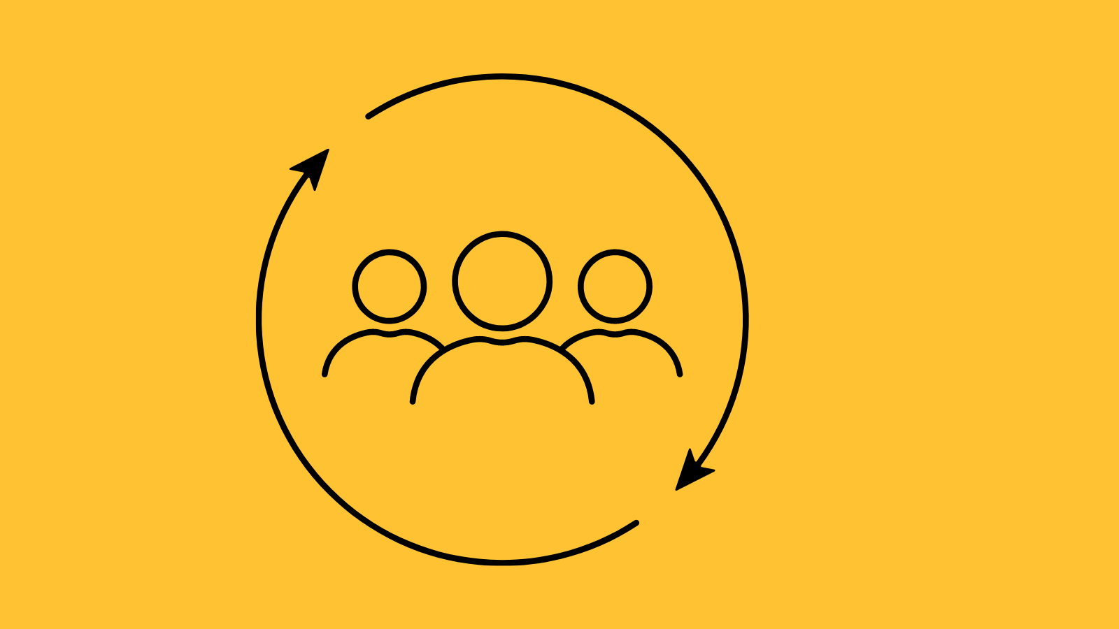 Three people with two arrows in a circle around them (1)