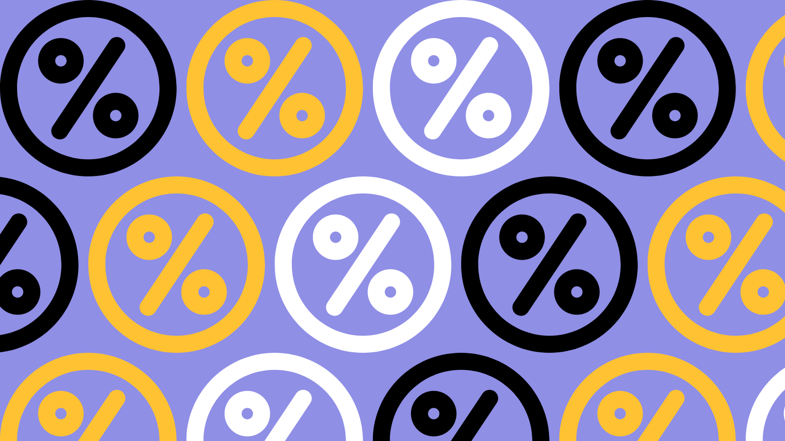 Three rows of percentage signs in circles
