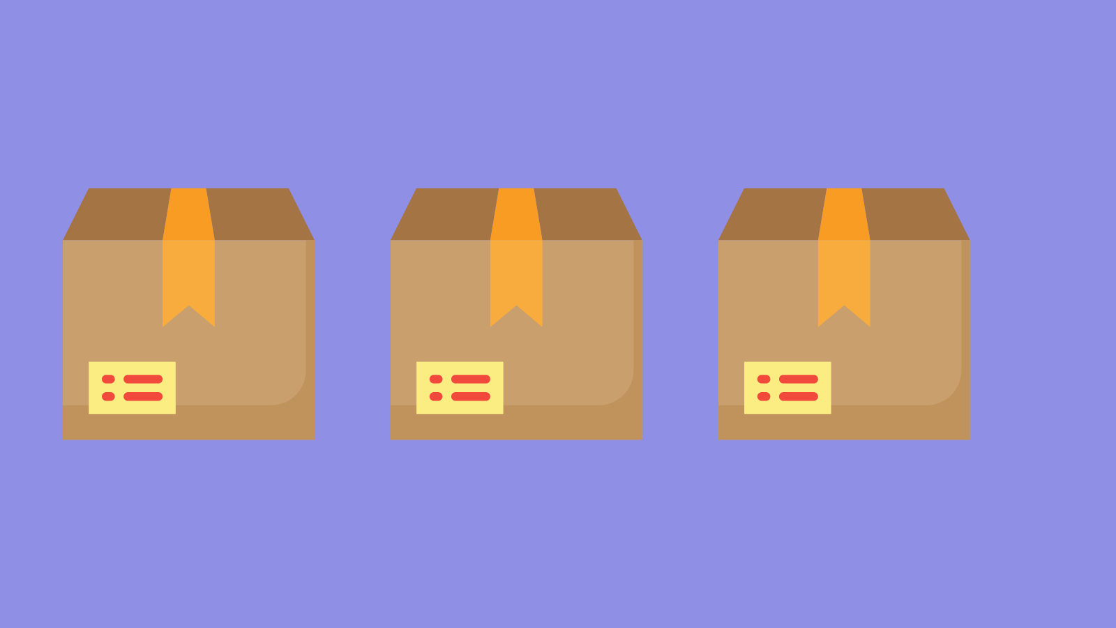 Three small shipping boxes