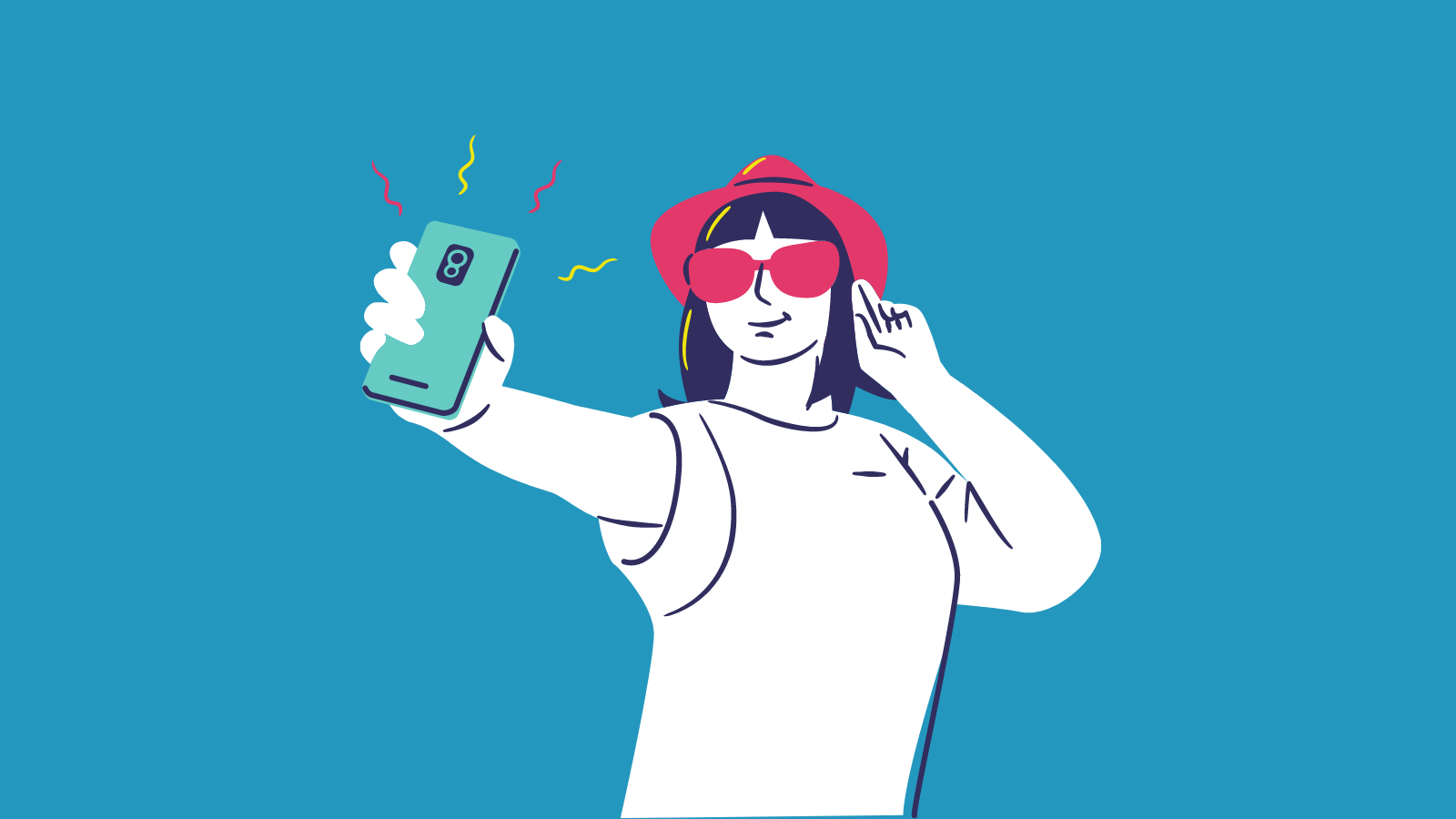 An illustration of a person taking a selfie