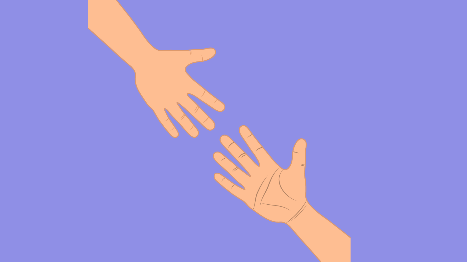 Two hands reaching towards each other