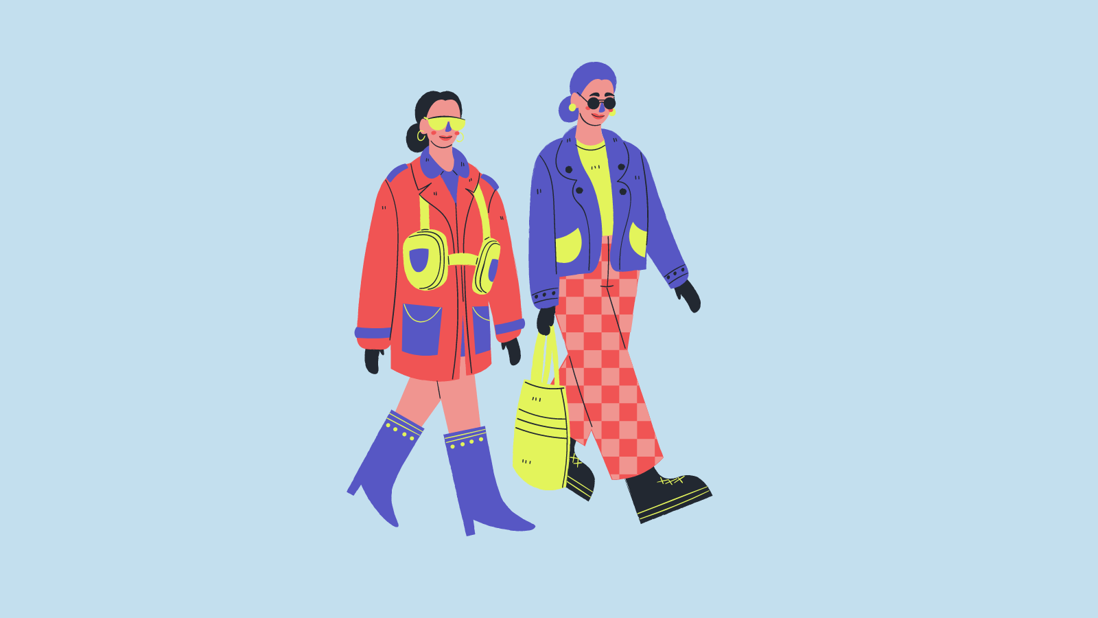 Two models in funky clothes