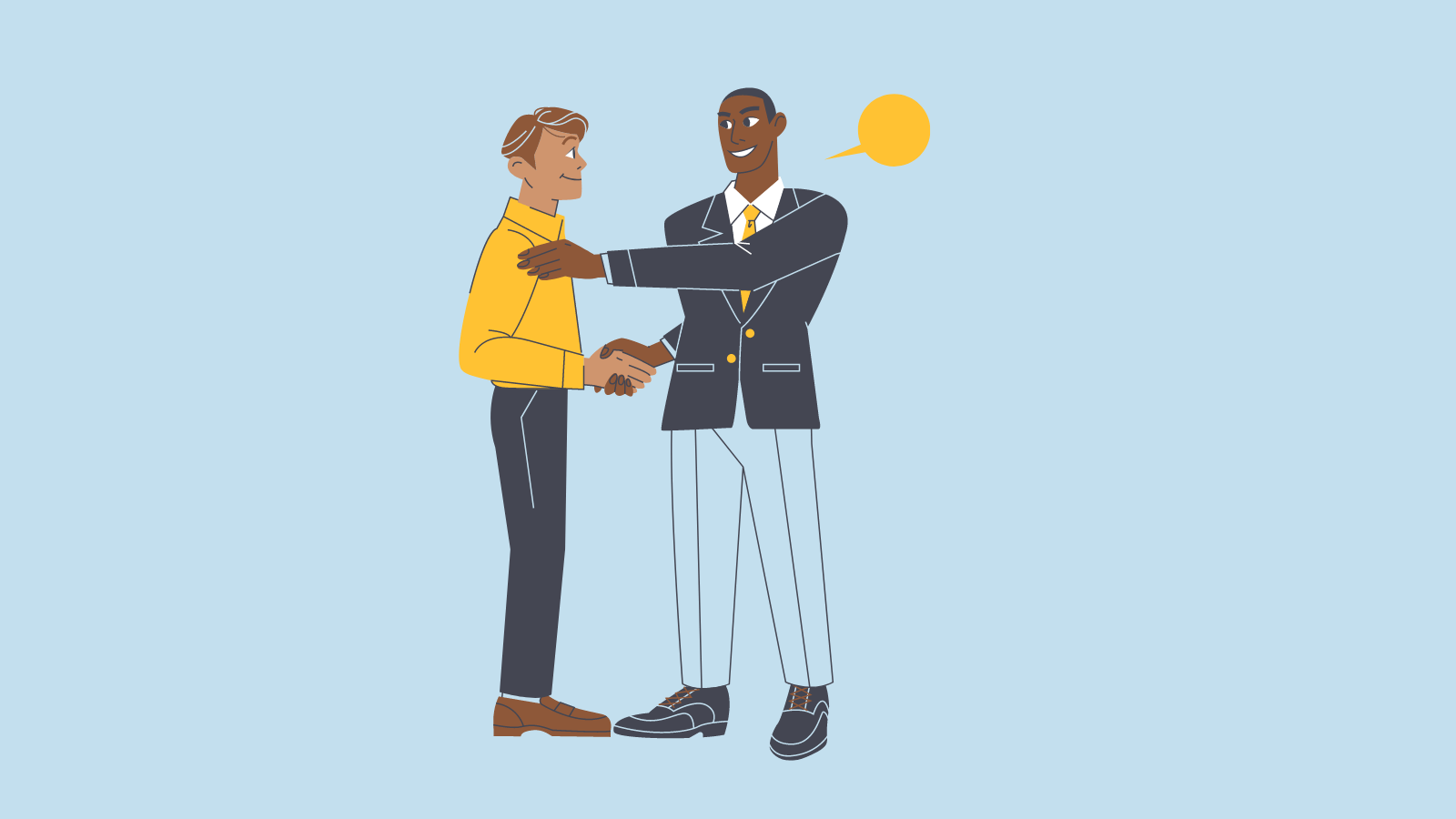 Two people in business attire shaking hands