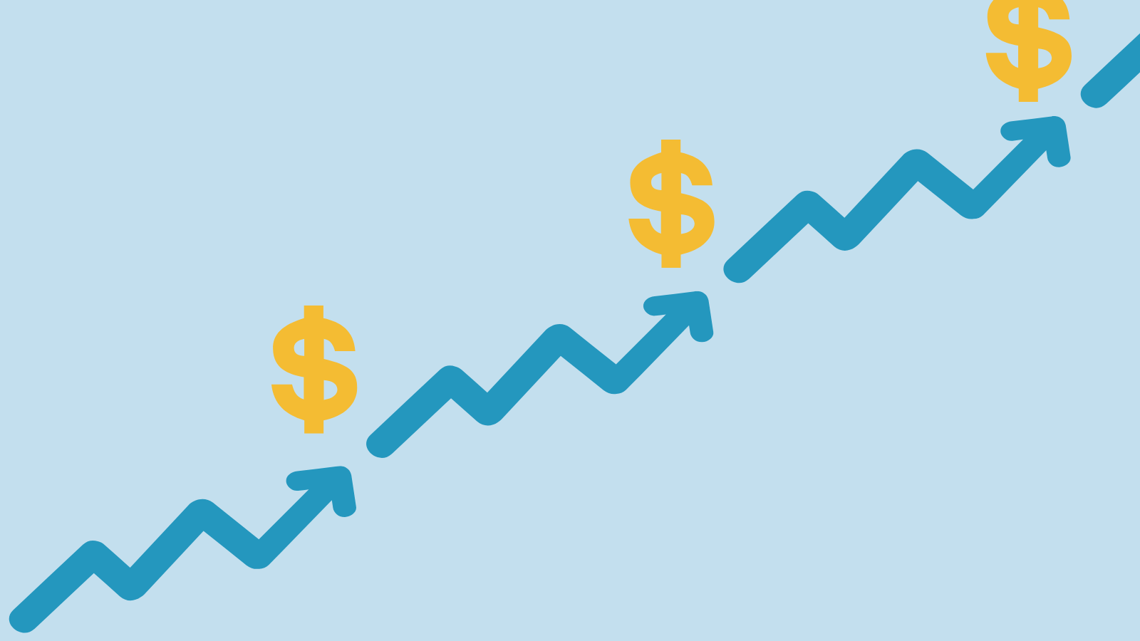 Upward Trending line graph with dollar signs