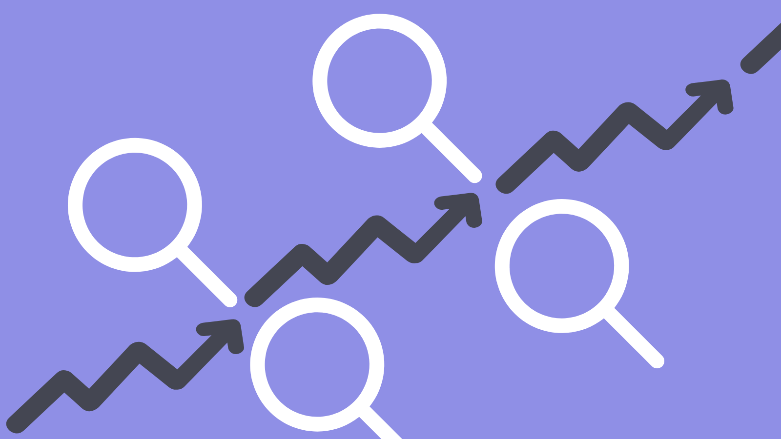 Upward Trending line graph with magnifying glasses 