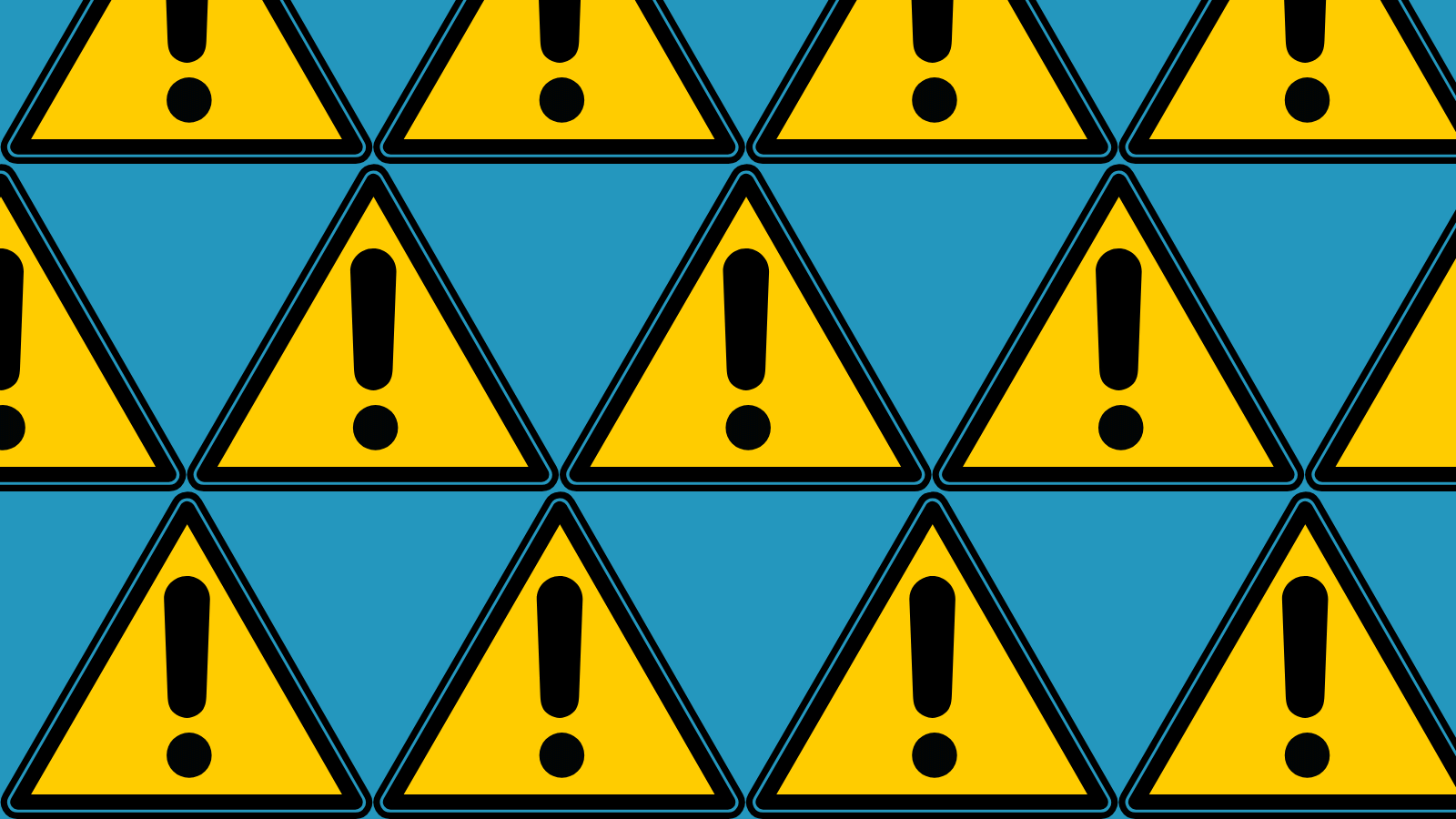 The warning icon in a repeating pattern