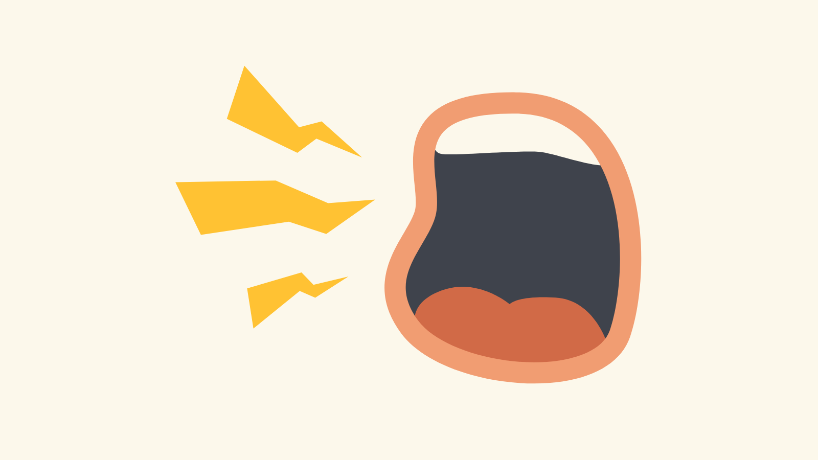 A graphic of a yelling mouth