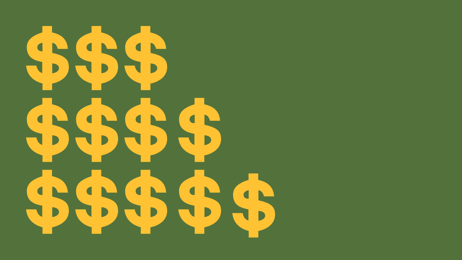 Yellow Dollar Signs, green background
