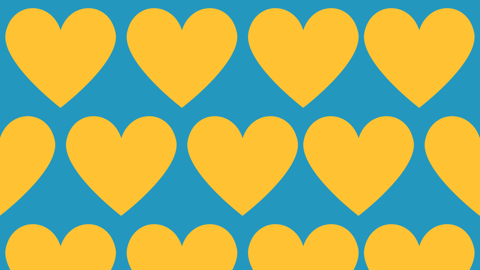 Yellow hearts on a blue background