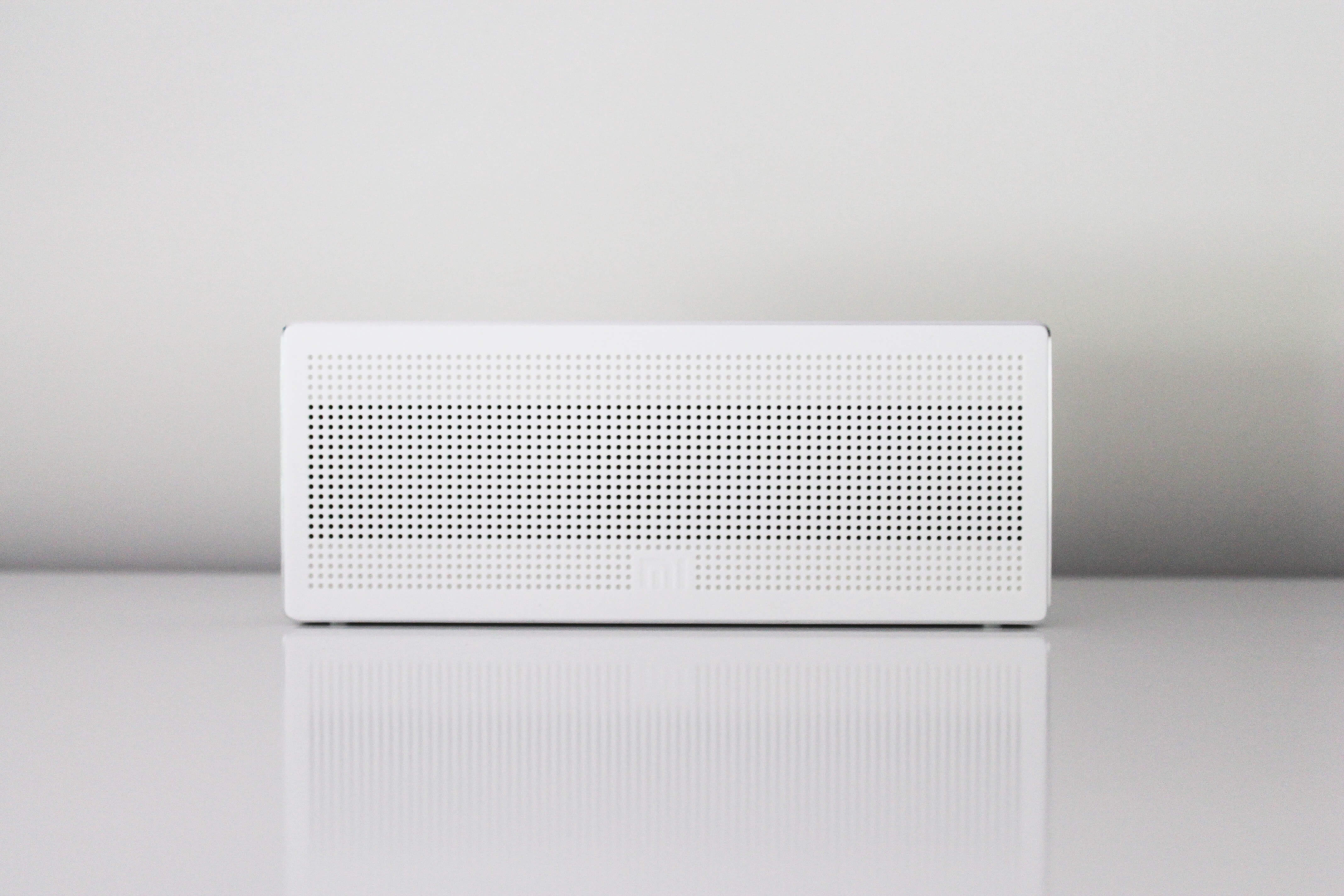 A white rectangular air purifier