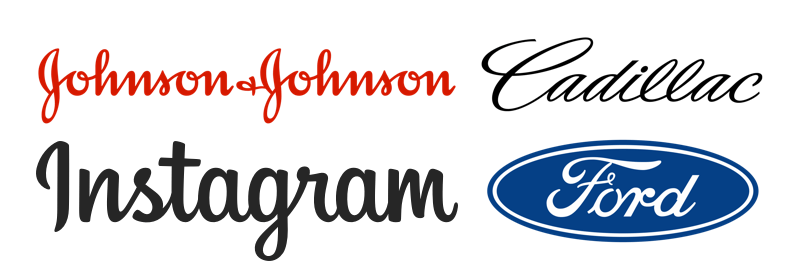 The letterheads for Johnson and Johnson, Cadillac, Instagram, and Ford