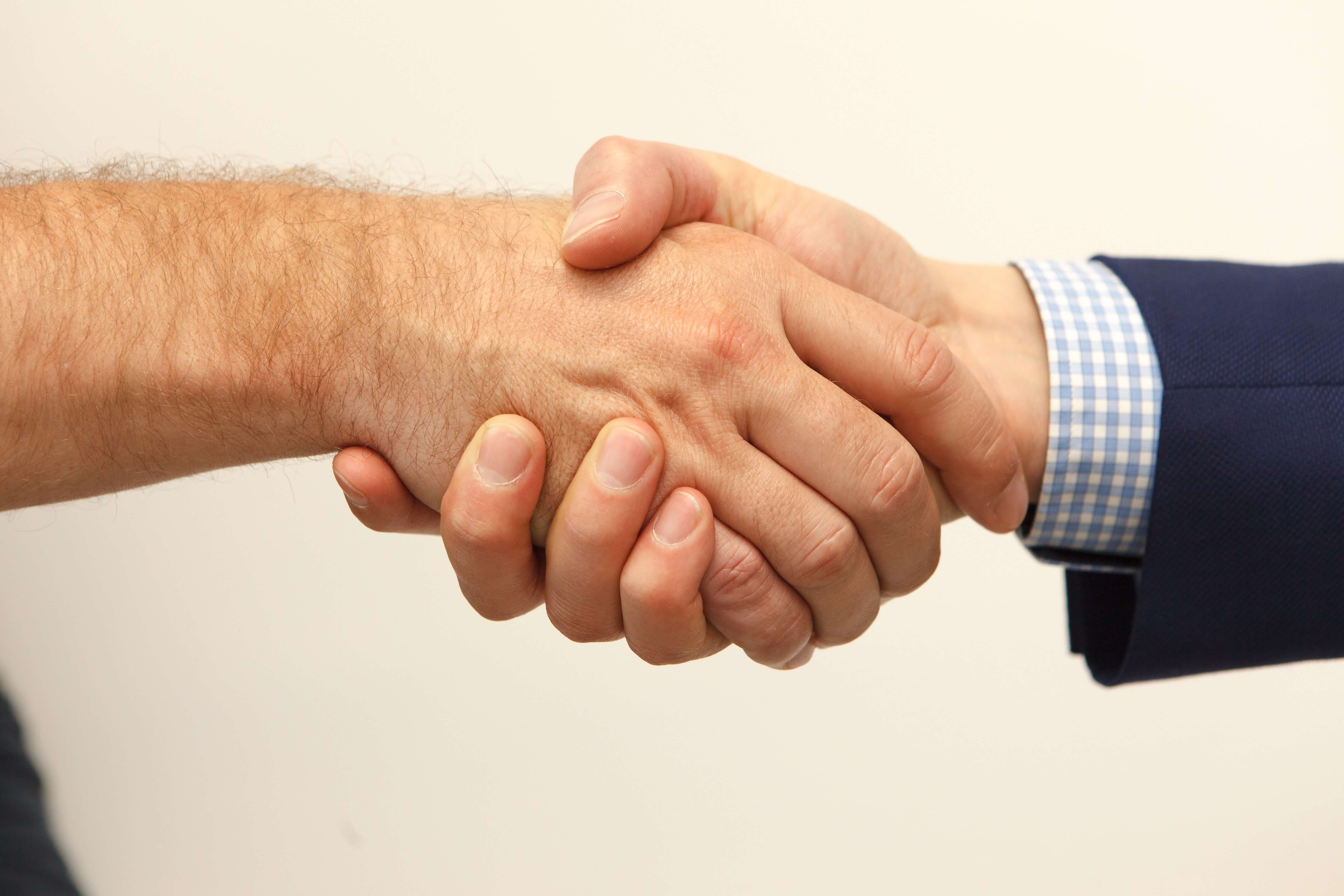A closeup of a handshake