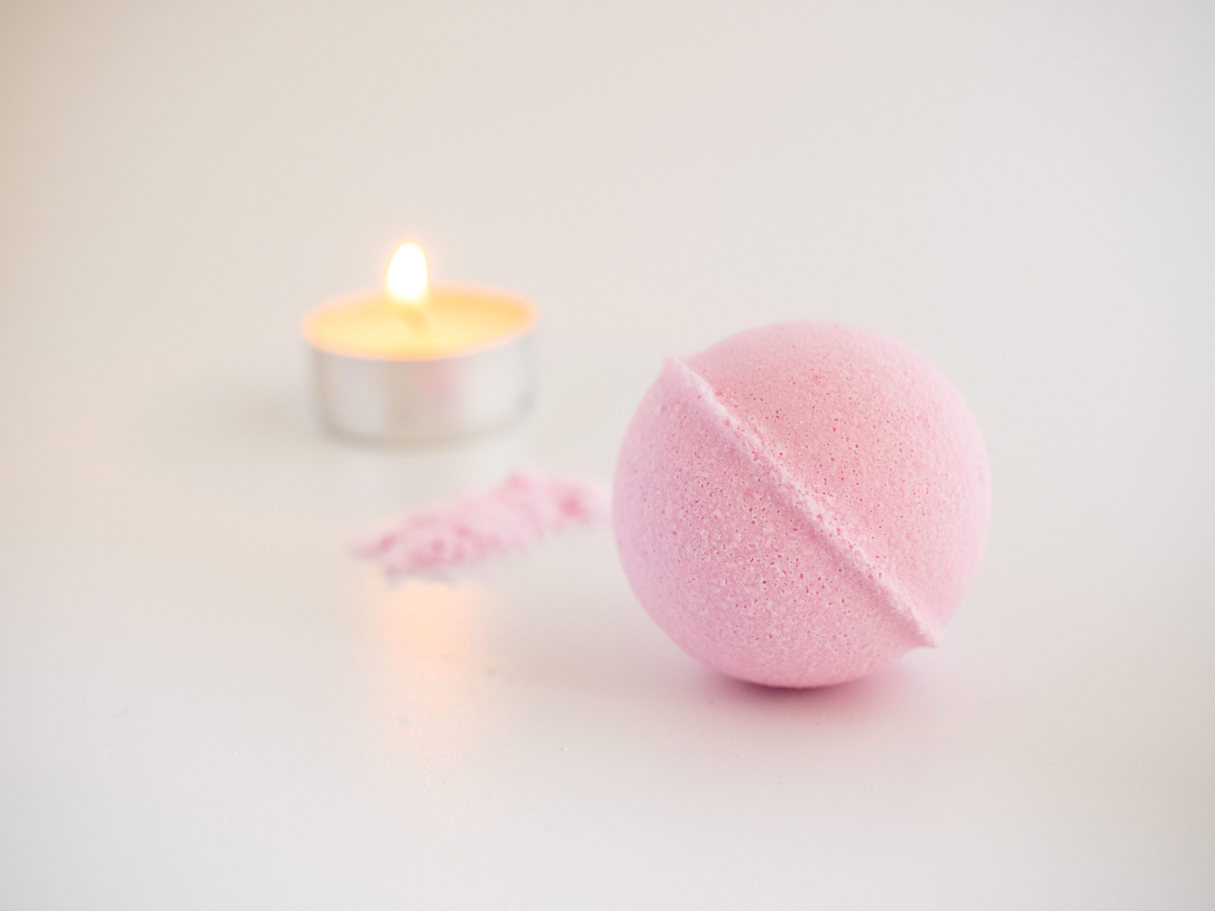 A pink bath bomb