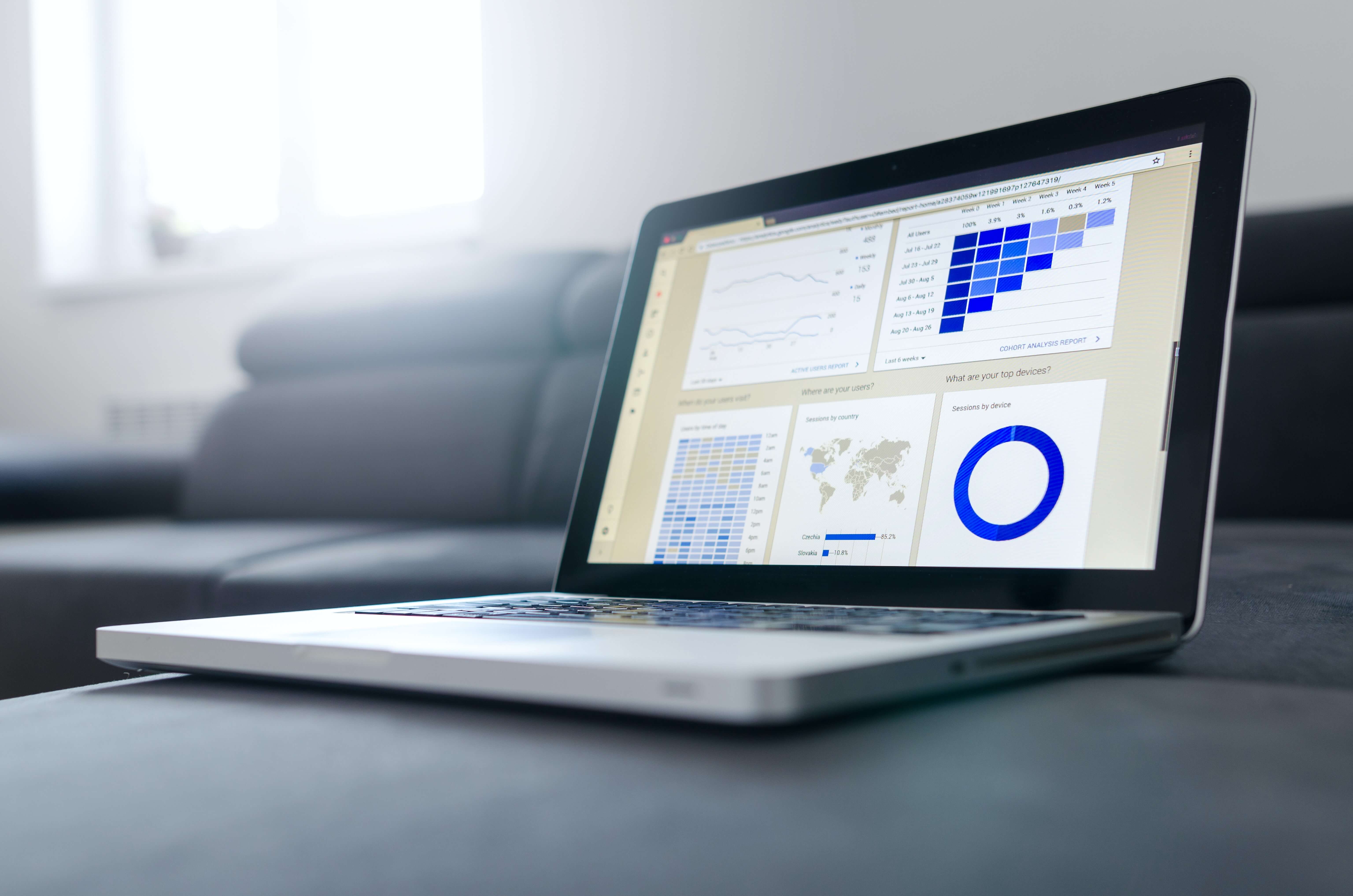 A laptop open to a marketing analytics page