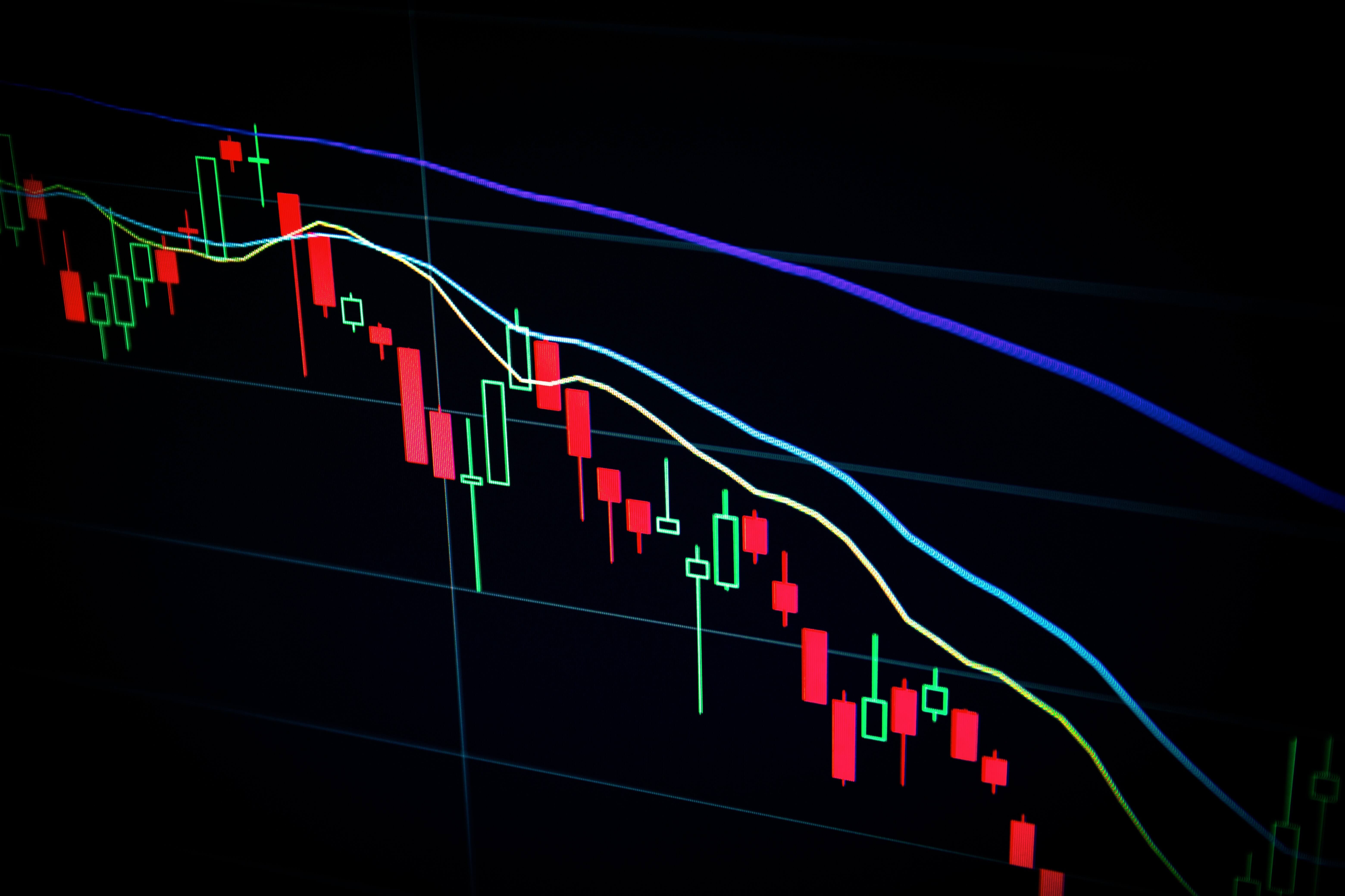 A graph of stocks going up and down