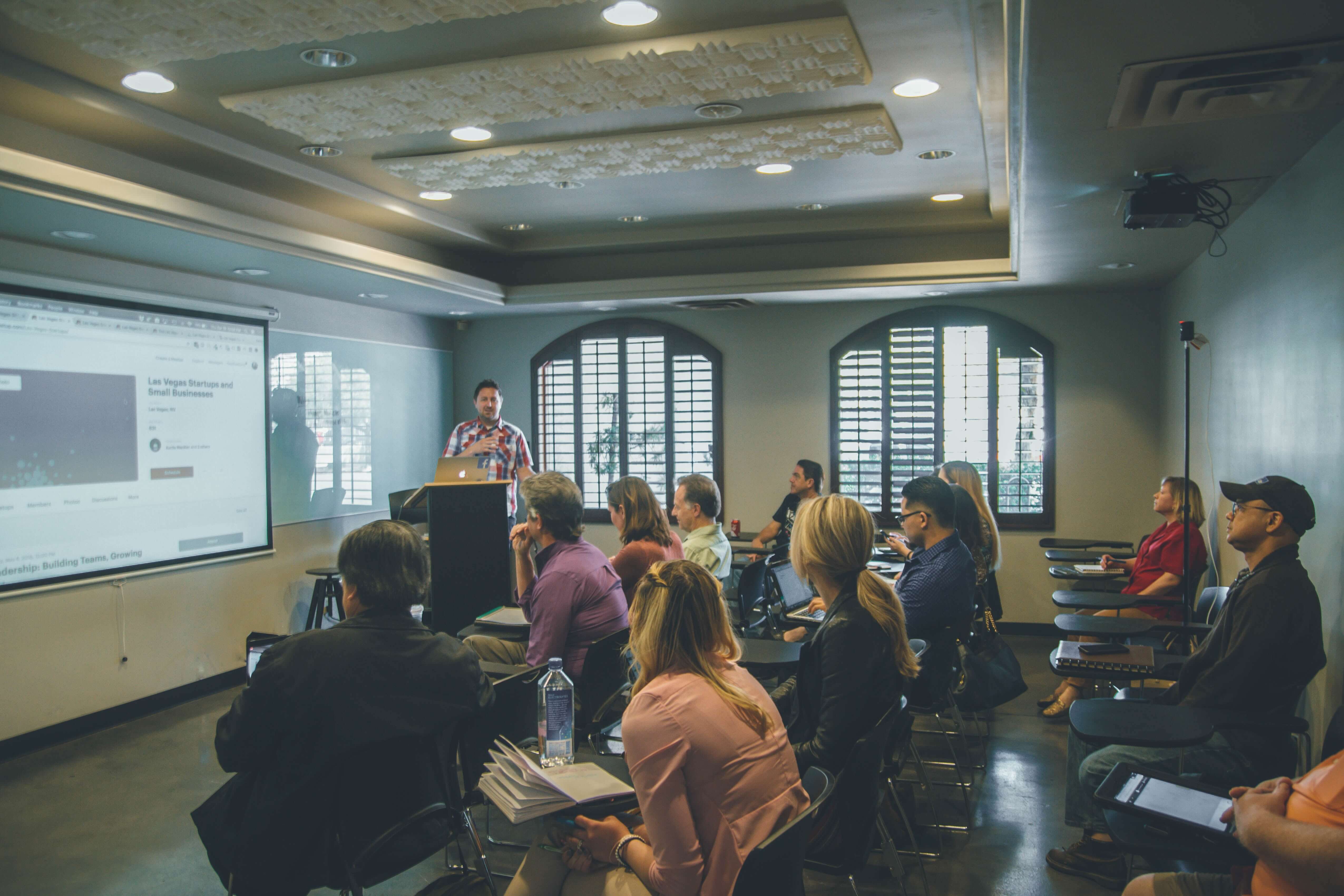 A professor presents a lecture