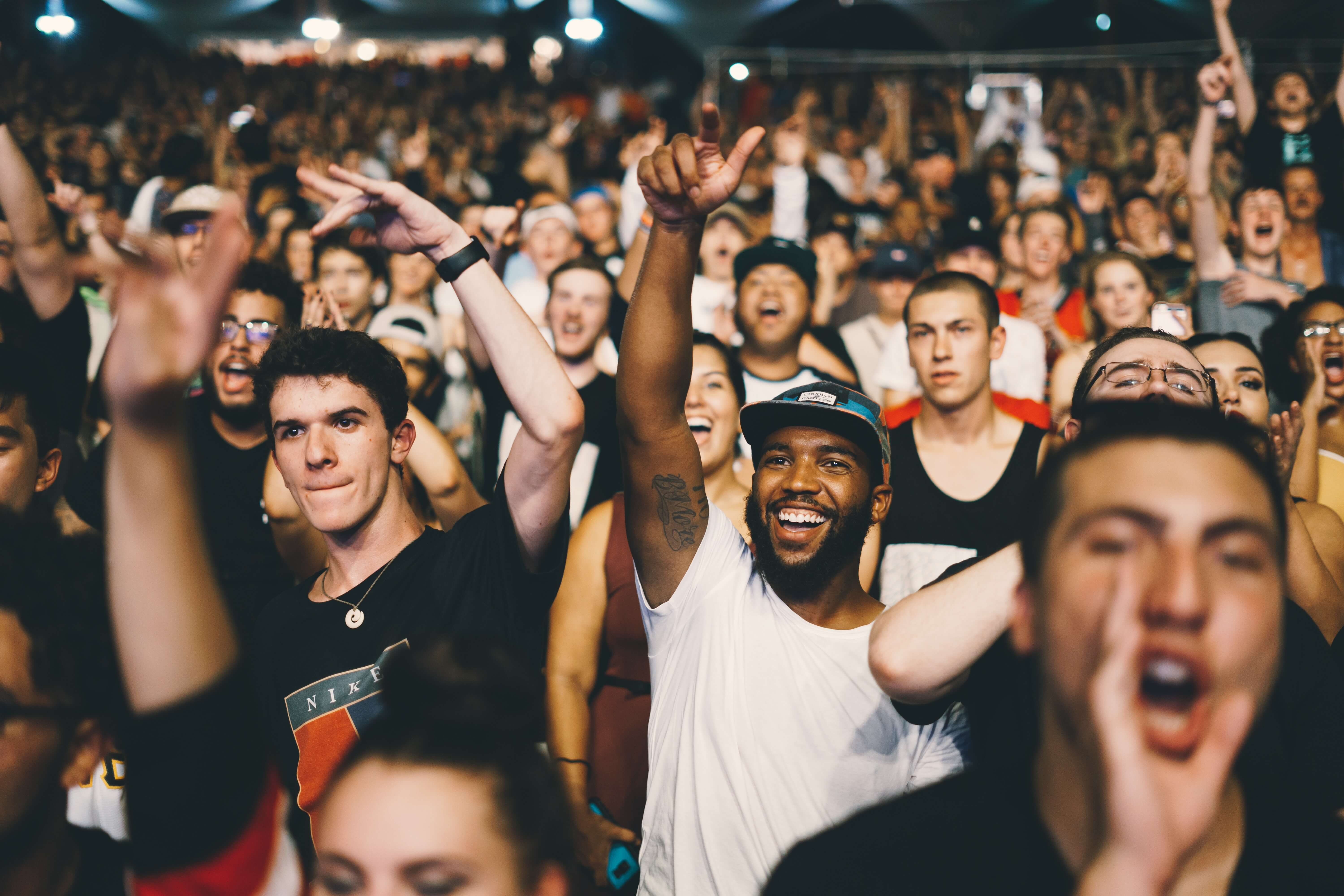 An enthusiastic crowd at a concert