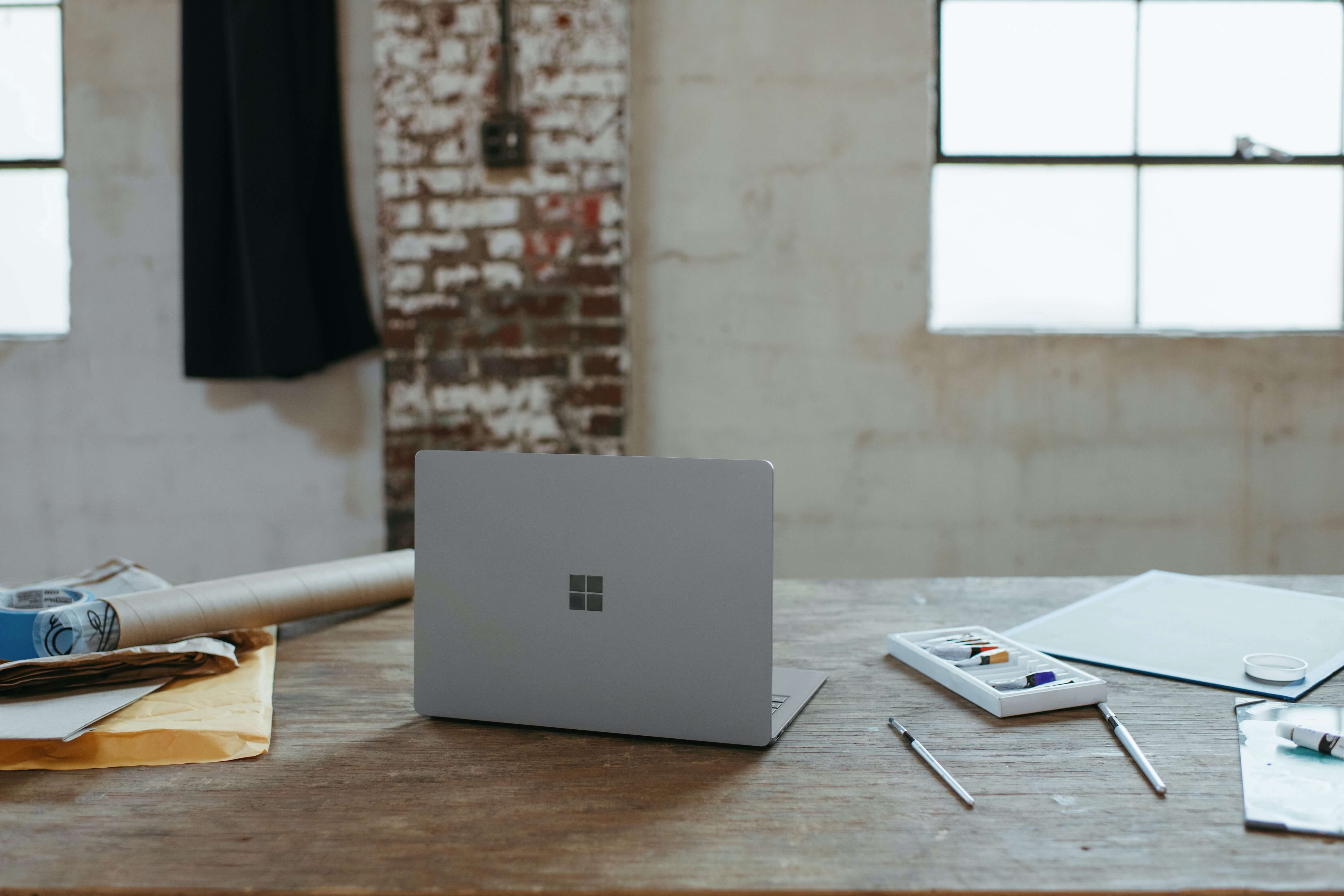 A Microsoft Surface laptop on a desk