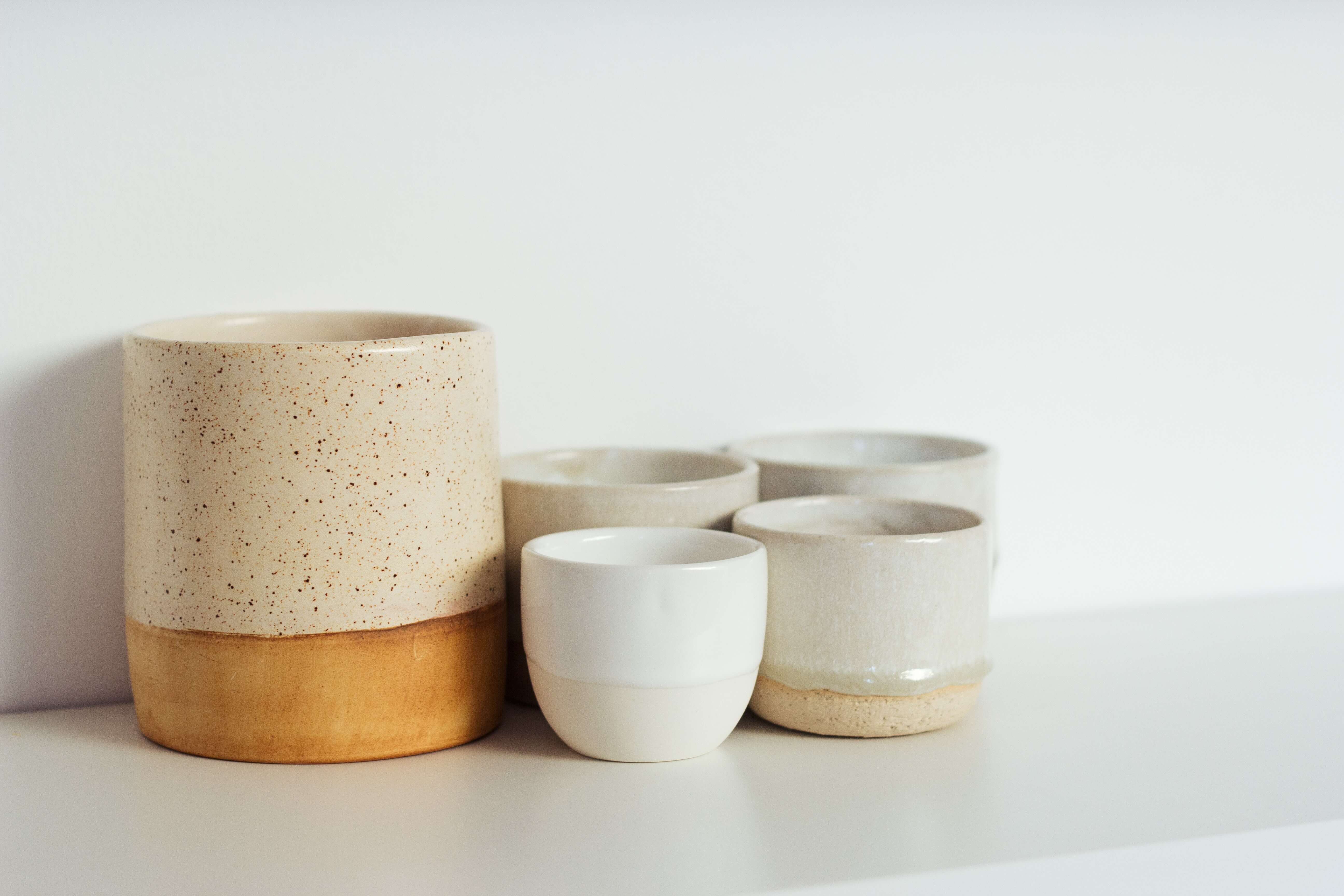 Ceramic cups of various sizes