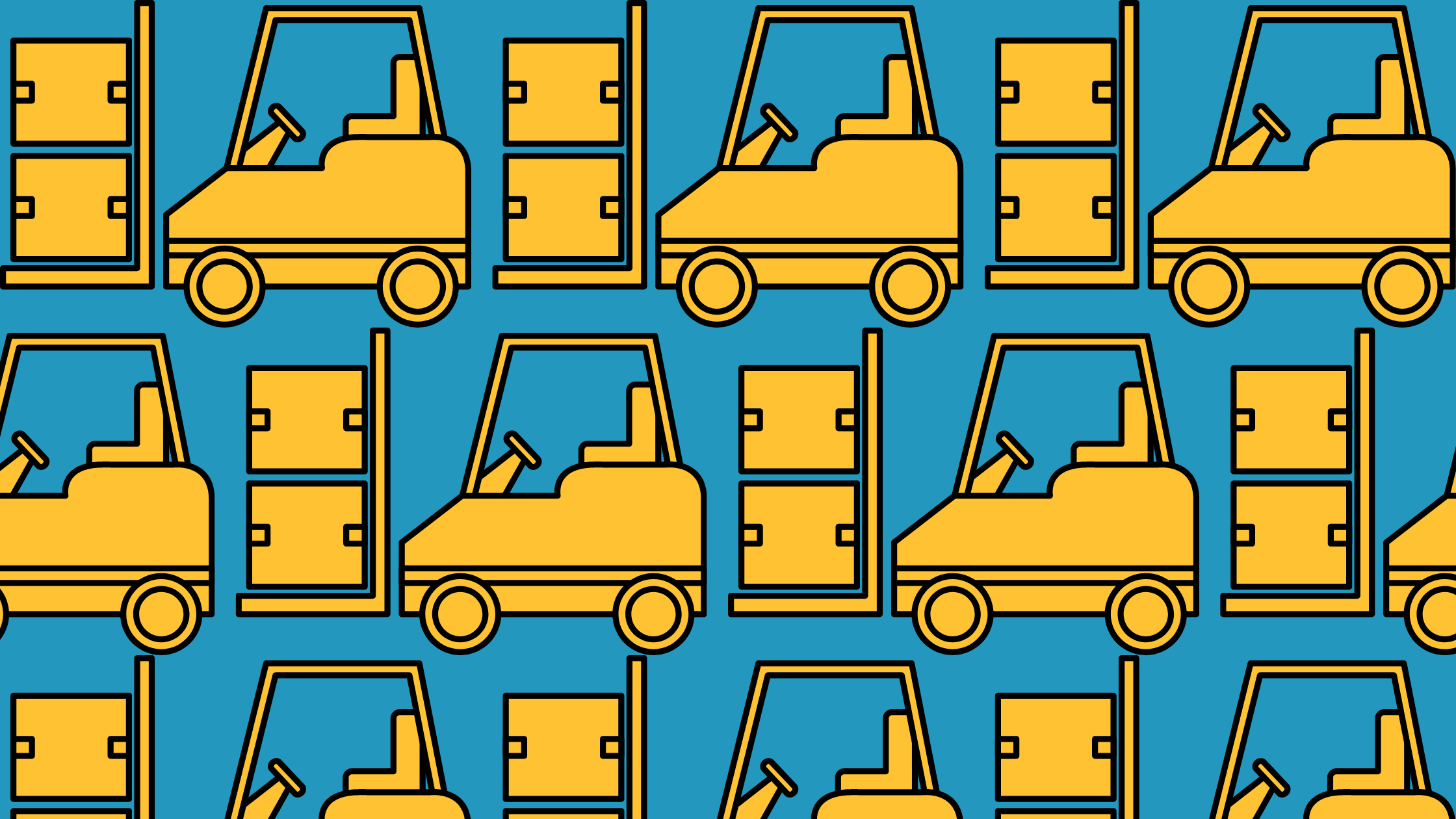 A repeating pattern of forklifts