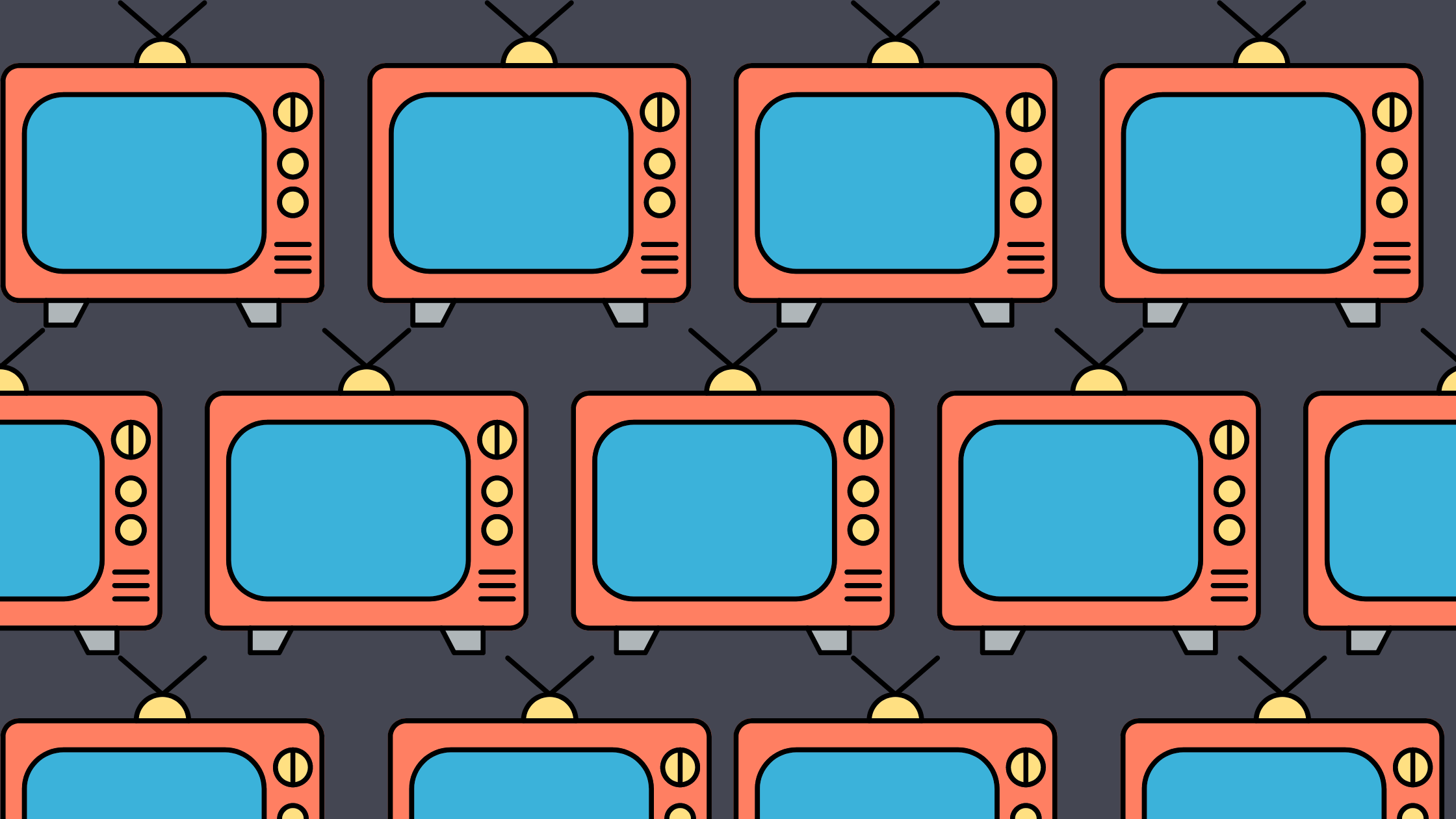 A pattern of cartoon-style TVs