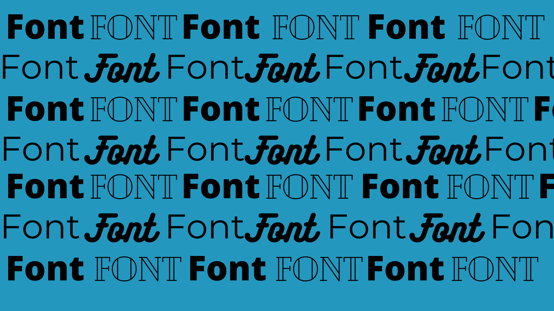 The word "Font" in different fonts