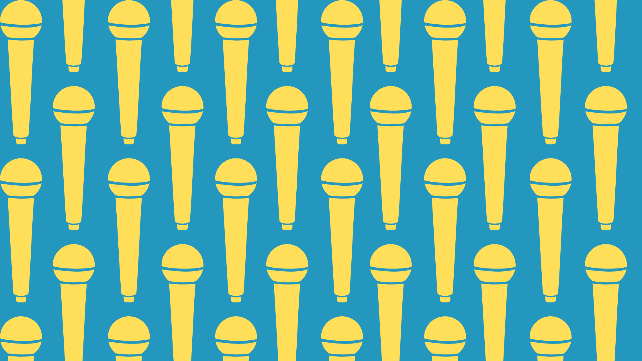 A repeating pattern of microphone graphics