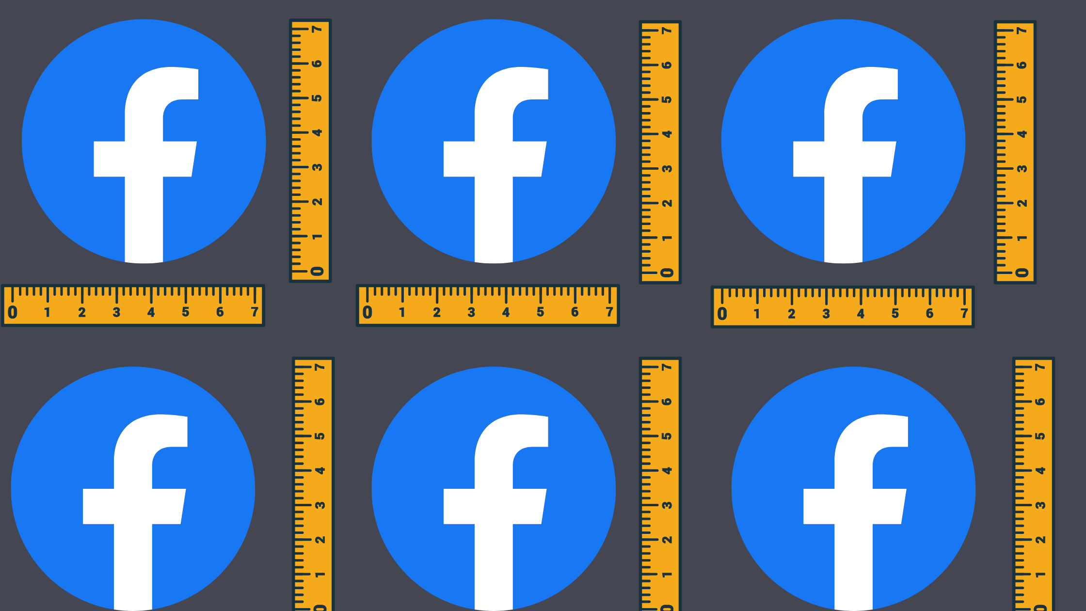 The Facebook logo with rulers measuring the bottom and left side