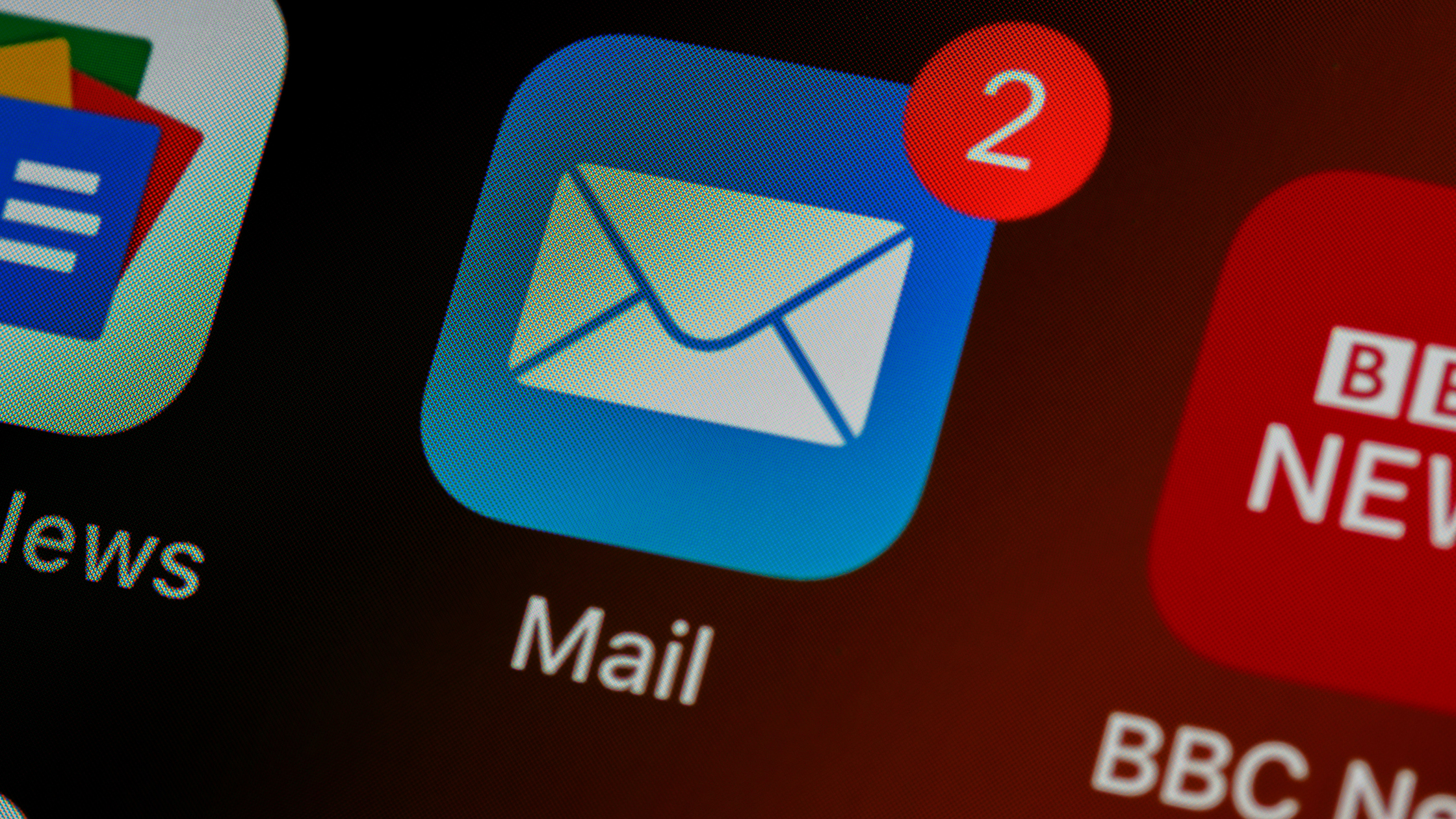 The mail app icon on a smartphone with a red number 2 notification