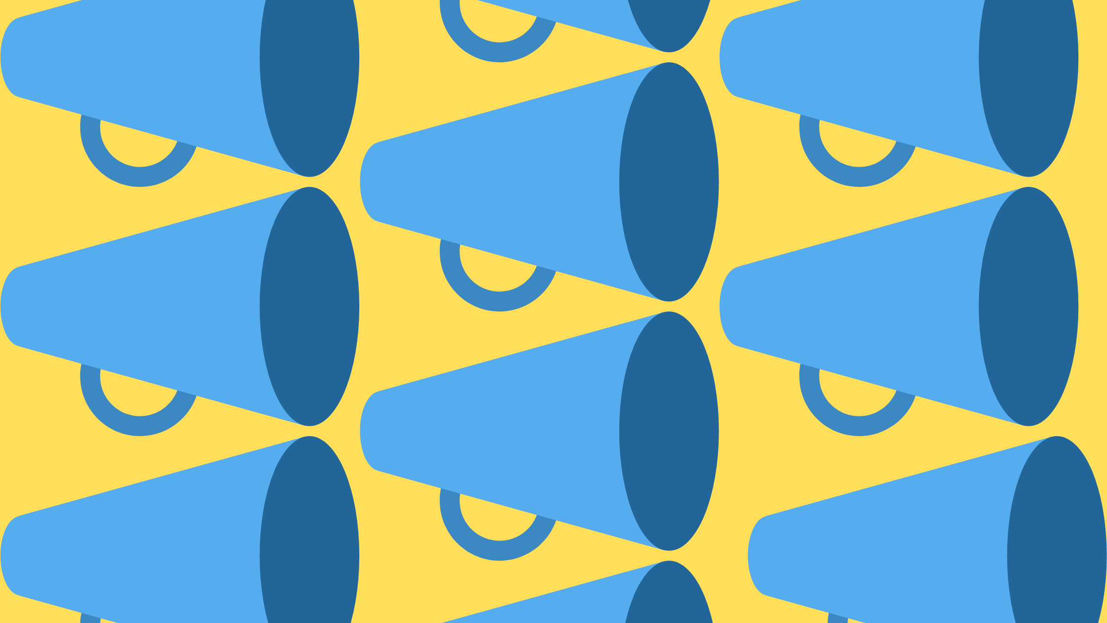 Blue Megaphones on a yellow background