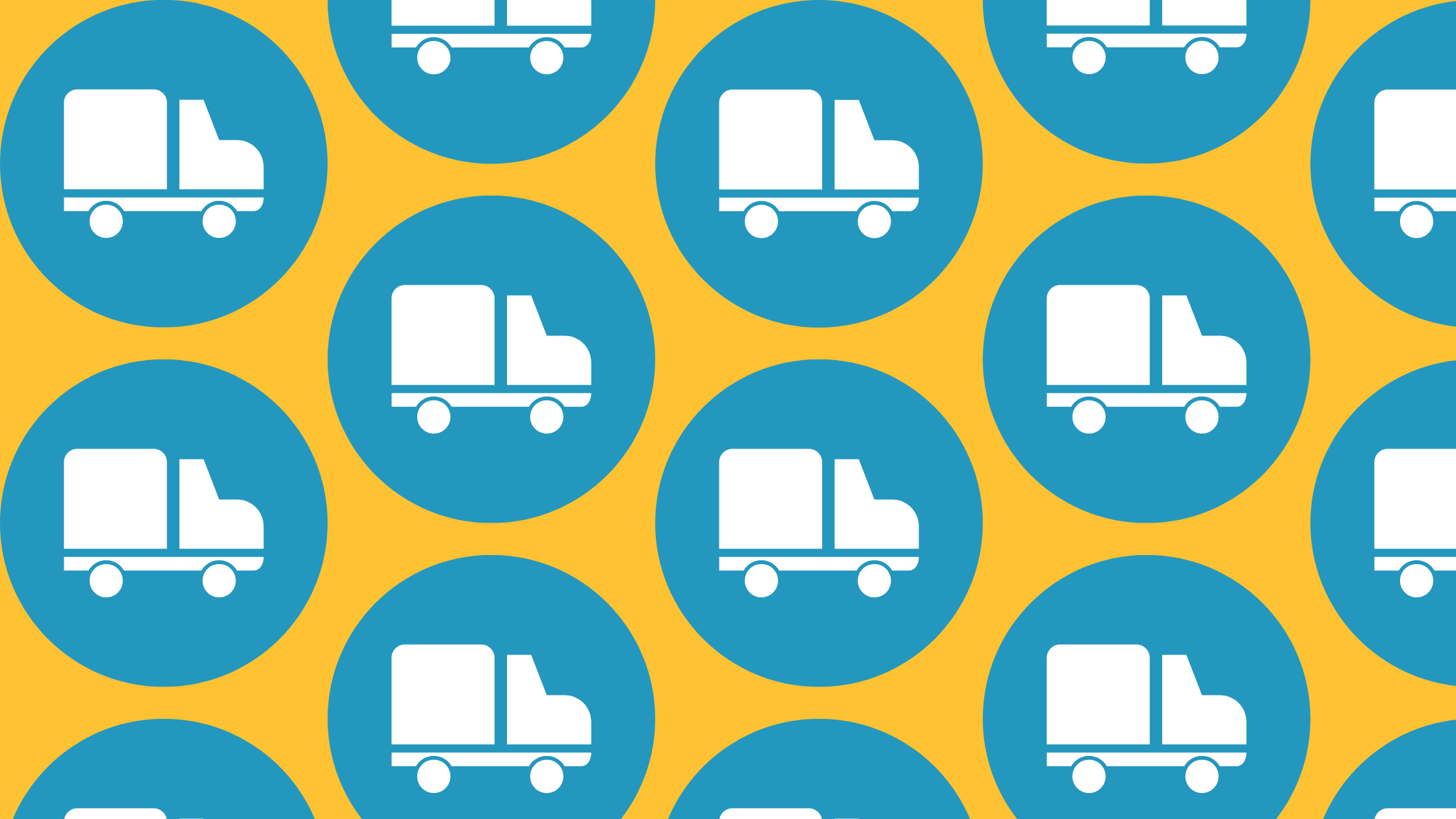 Icons of shipping trucks in circles