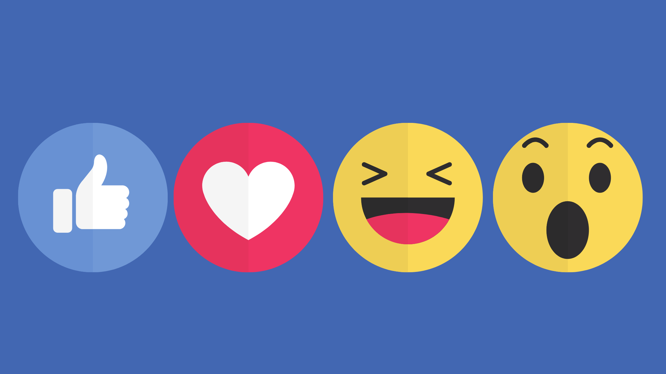 The like, heart, laugh, and wow Facebook reactions