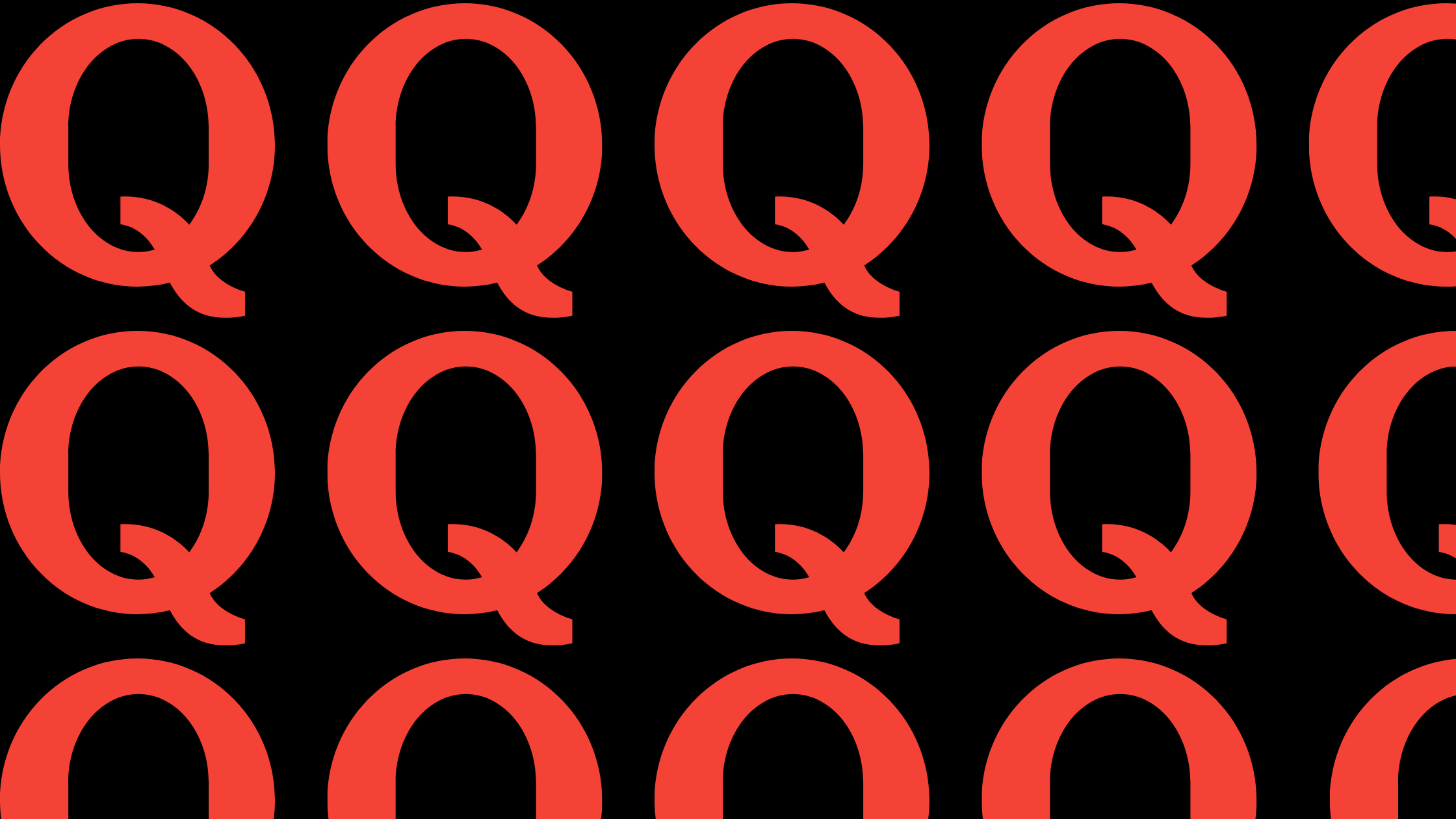 A repeating pattern of the Quora logo, a big red Q
